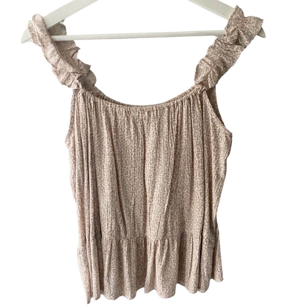 Sim & Sam Leopard Print Ruffle Strap Boho Tank Top Small - Picture 2 of 6